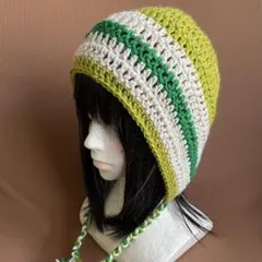 ハンドメイド　ボンネット帽　バラクラバ