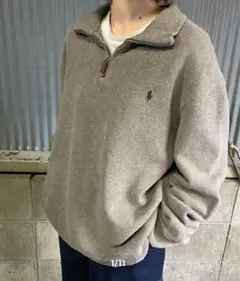 ポロラルフローレン⭐️ハーフジップ　同色ポニー　グレー　XL