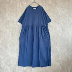 フリークスストア カットソーロングワンピース Aライン M ブルー ポケット付