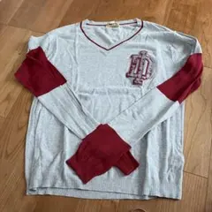 DIESEL Vネックカットソー XL グレー/赤
