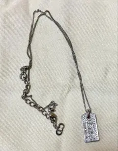 クリスチャンディオール☆ラインストーン ロゴプレート ネックレス ブランド刻印