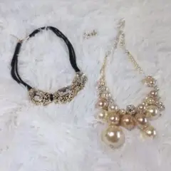 ボリュームパールネックレス✨ビジュネックレス✨パールピアス✨セット結婚式　前撮り