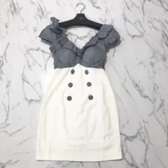 深Vネック ワンピース ストレッチ ドレス タイト 細身 S〜M 新品・未使用