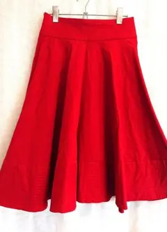 赤ベルト付きフレアースカート66㎝丈