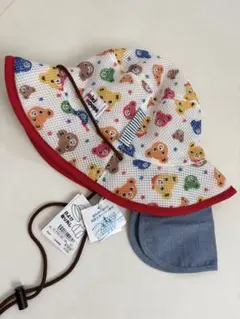 【新品未使用タグ付き】ミキハウス.帽子.2way.48.日除け.おまけシールつき