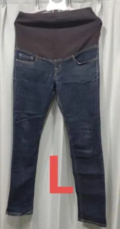 マタニティ スキニーパンツ ダークブルー L