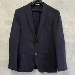 ダークネイビー ビジネスジャケット シングルブレスト　XL