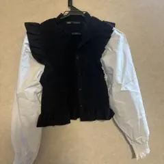 ZARA フリル付き長袖シャツ EUR S