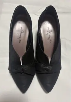 【価格相談可】銀座かねまつ　ブーティー　ブラック　　リボン　23.0cm