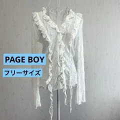 PAGEBOY ページボーイ レースフリルブラウス シースルー オフホワイト Fのサムネイル