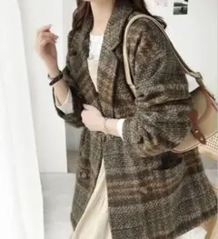 【classicalelf】ブークレー起毛チェック柄ダブルジャケットコート