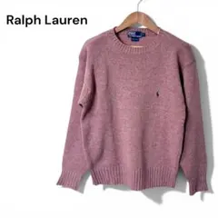 ポロラルフローレン　ウールニット　ピンク　メンズ　Mサイズ　春秋　薄め