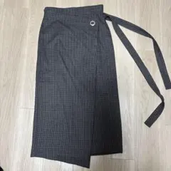 グレー系チェックラップスタイルタイトスカート