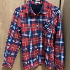 Navy チェック柄 裏起毛シャツ 長袖 Mサイズ