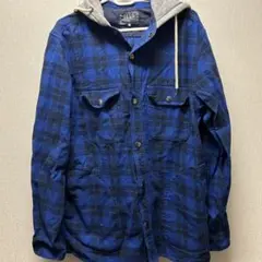 ILLS フード付きジャケット XL 青黒チェック