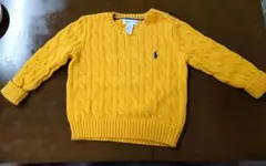 ラルフローレン　ケーブルニットセーター　24M イエロー