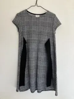 ZARA   チェック柄 半袖ワンピース リボン付き　122cm