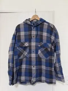 BEAMS フード付きチェックシャツ S