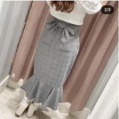 evelyn チェック リボン マーメイドスカート