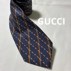 GUCCI ネクタイ ネイビー マリンカラーロープ柄