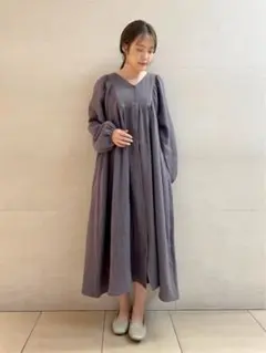 ジェラピケ　マタニティガーゼワンピース　前開き　グレー