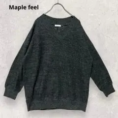 メイプルフィール ニット セーター L グレー Vネック ゆったり 3613