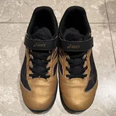 アシックス　キッズスニーカー　25.0 ゴールド／ブラック