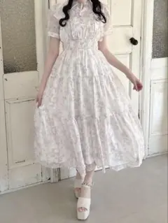 evelyn ラメフリル花柄OP