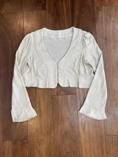 クリーニング済み　ベージュ カーディガン M ボレロ