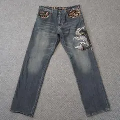 DOMINATE 00s 和柄 鯉 刺繍 denim y2k 大きいサイズ 美品のサムネイル