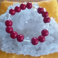 紅珊瑚＆水晶ブレスレット