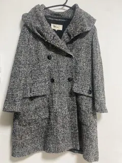 グレー系チェック ダブルブレストコート