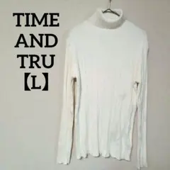 TIME AND TRU【L】ホワイト リブタートルネック セーター ニット