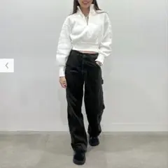 ヘビーウェイトスウェットショートハーフジッププルオーバー(長袖) ブルー