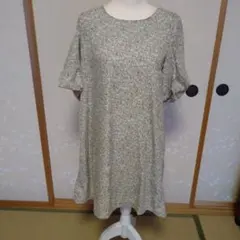 RAYCASSIN花柄カットソーワンピース 半袖 グリーン系