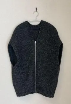 ＆NOSTALGIA ブラックミックス　ジップアップ ニットベスト