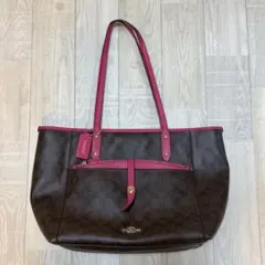 COACH トートバッグ ブラウン ピンク 肩掛け　A4 コーチ