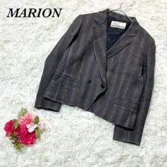 マリオン テーラードジャケット 9 グレー系 ダブルブレスト ヘリンボーン柄