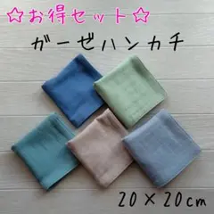 お得セット★ダブルガーゼハンカチ★ハンドメイド★５枚セット★バラ売り可のサムネイル