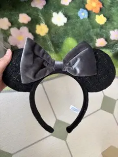 ディズニー ミニーマウス カチューシャ 黒　ツイード