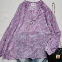 ユナイテッドアローズ 春シアーブラウス 花柄 ペイズリー ライトパープル 上品
