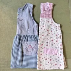 大人用エプロン　2点セット　保育士　ストライプ　黒猫 M〜Lサイズ