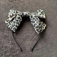 ヒョウ柄リボンヘアバンド