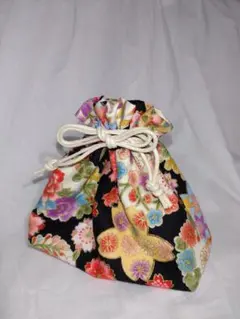 ハンドメイド巾着、和風柄巾着、小物入れ、花柄