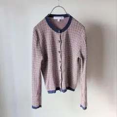 【特価】ユニクロ　イネス　ジャカードクルーネックカーディガン　ギンガムチェック