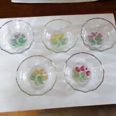 ガラス皿5つ　昭和レトロ