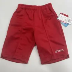 #486アシックス　ジュニアハ－フパンツ　ポケットあり　レッド　140cmのサムネイル