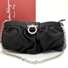 超極美品● フェラガモ ショルダーバッグ ワンショルダー ガンチーニ サテン