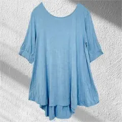 ライトブルー Tシャツ 【L】 半袖 カットソー クロスカット 柔らかい