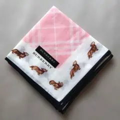 【未使用】BURBERRY バーバリー ハンカチ ダックスフンド 犬 ピンクのサムネイル
